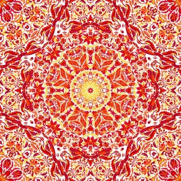 Vector seamless pattern with bright floral ornament. Vintage design element in Stock Illustration