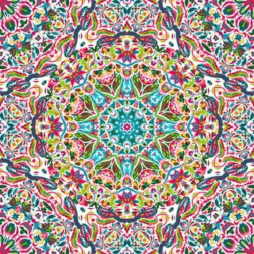 Vector seamless pattern with bright floral ornament. Vintage design element in Stockillustratie