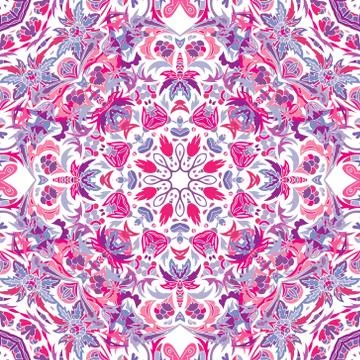 Vector seamless pattern with bright floral ornament. Vintage design element in Illustrazione stock