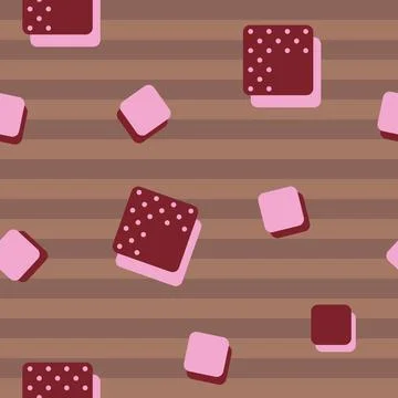 Vector seamless pattern. Bright pink purple red cubes with polka dots Stock Illustration