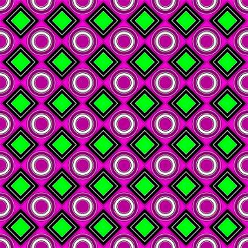Vector seamless pattern. bright, poisonous, purple, pink, green, rhombus, squ Stock Illustration