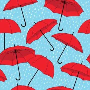 Vector seamless pattern with bright umbrellas Stock Illustration