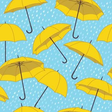 Vector seamless pattern with bright umbrellas Stock Illustration