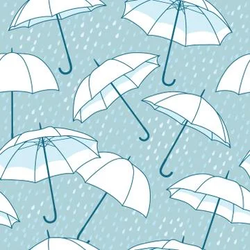 Vector seamless pattern with bright umbrellas Stock Illustration