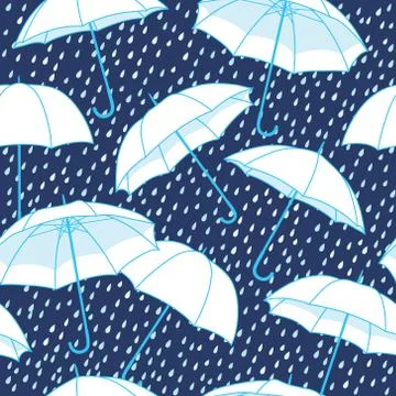 Vector seamless pattern with bright umbrellas Stock Illustration