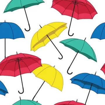 Vector seamless pattern with bright umbrellas Stock Illustration