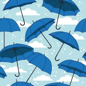 Vector seamless pattern with bright umbrellas Stock Illustration