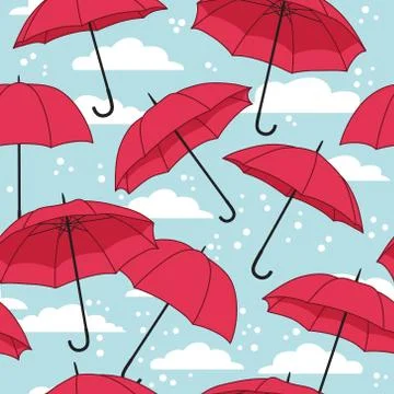 Vector seamless pattern with bright umbrellas Stock Illustration