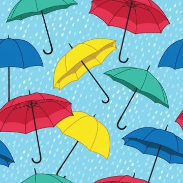 Vector seamless pattern with bright umbrellas Illustrazione stock