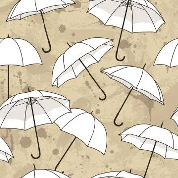 Vector seamless pattern with bright umbrellas Stock Illustration