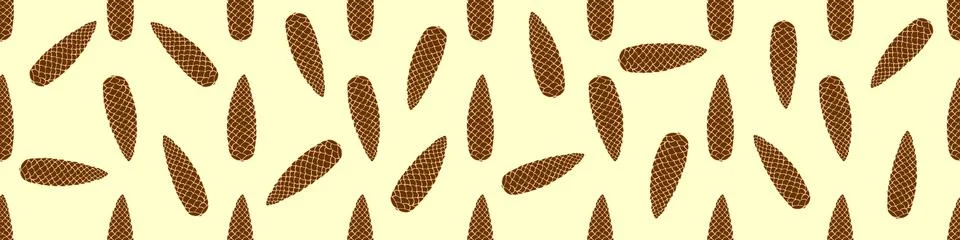 Vector seamless pattern with brown fir spruce cone in flat style. Nature fore Stock Illustration