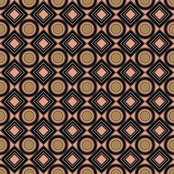 Vector seamless pattern. Brown, light, monochrome rhombus, square, circle, te 스톡 일러스트
