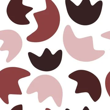 Vector seamless pattern with brown, pink, light and dark abstract flower on w Stockillustratie