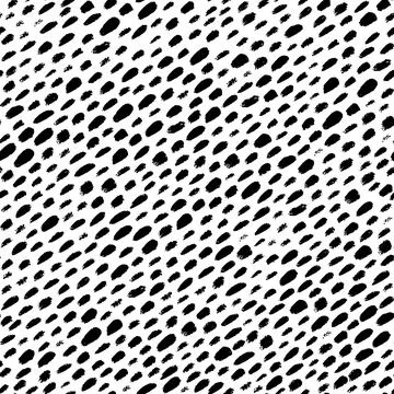 Vector seamless pattern with brush small strokes. Black color on white back.. Stock Illustration