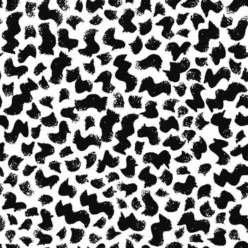 Vector seamless pattern with brush small strokes. Black color on white backgr Stock Illustration