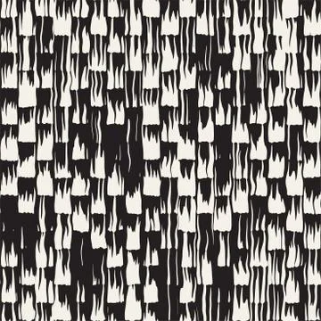 Vector seamless pattern with brush stripes and strokes. Black and white backg Stock Illustration