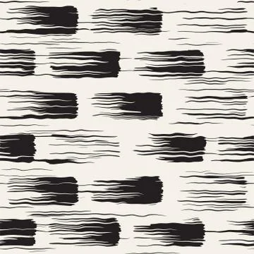 Vector seamless pattern with brush stripes and strokes. Black and white backg Illustrazione stock
