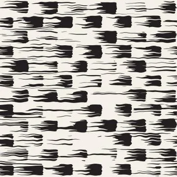 Vector seamless pattern with brush stripes and strokes. Black and white backg Illustrazione stock