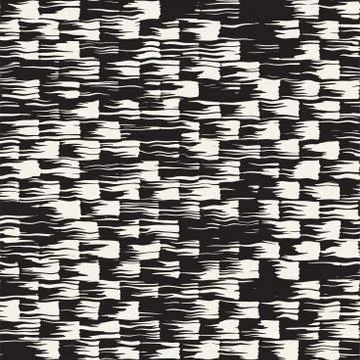 Vector seamless pattern with brush stripes and strokes. Black and white backg Illustrazione stock
