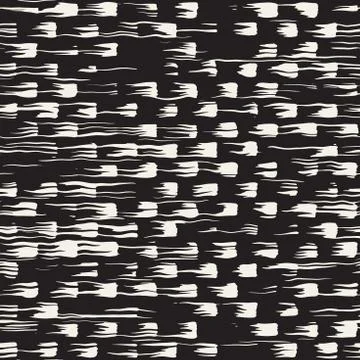 Vector seamless pattern with brush stripes and strokes. Black and white backg Illustrazione stock