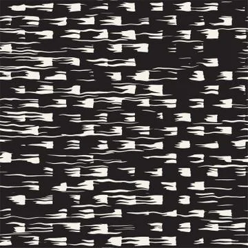 Vector seamless pattern with brush stripes and strokes. Black and white backg Stock Illustration