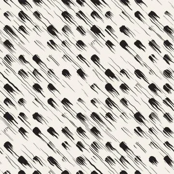 Vector seamless pattern with brush stripes and strokes. Black and white backg Illustrazione stock