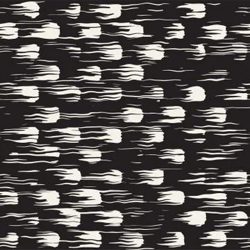 Vector seamless pattern with brush stripes and strokes. Black and white backg Illustrazione stock