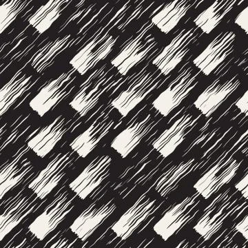 Vector seamless pattern with brush stripes and strokes. Black and white backg Stockillustratie