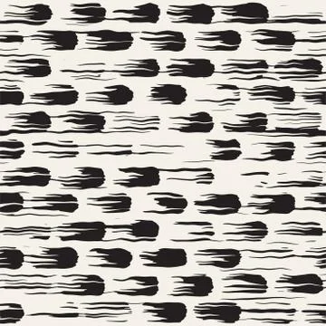 Vector seamless pattern with brush stripes and strokes. Black and white backg Illustrazione stock