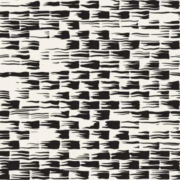 Vector seamless pattern with brush stripes and strokes. Black and white backg Illustrazione stock
