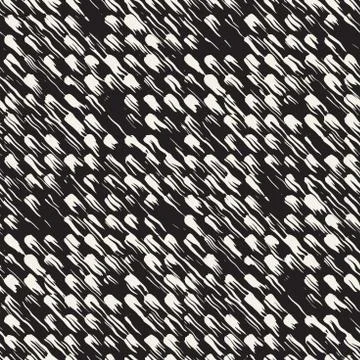 Vector seamless pattern with brush stripes and strokes. Black and white backg Stock Illustration