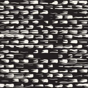 Vector seamless pattern with brush stripes and strokes. Black and white backg Stock Illustration