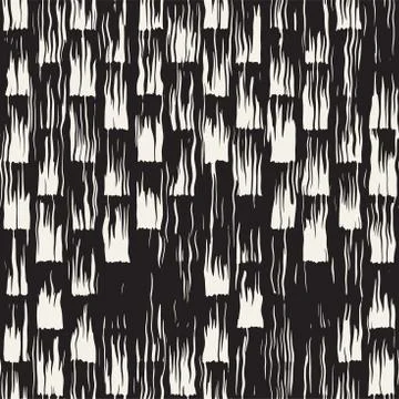 Vector seamless pattern with brush stripes and strokes. Black and white backg 库存插图