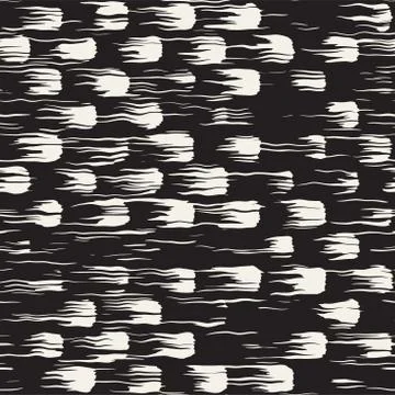 Vector seamless pattern with brush stripes and strokes. Black and white backg Stock Illustration