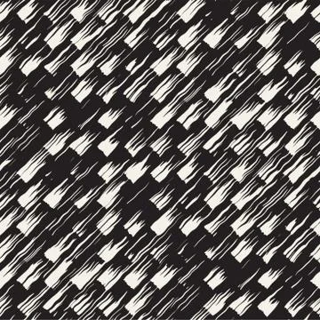 Vector seamless pattern with brush stripes and strokes. Black and white backg Illustrazione stock