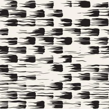 Vector seamless pattern with brush stripes and strokes. Black and white backg Stock Illustration
