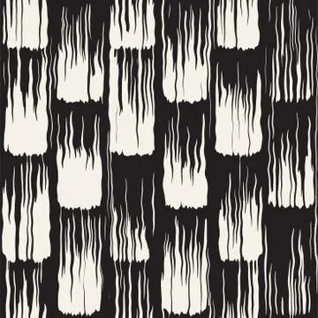 Vector seamless pattern with brush stripes and strokes. Black and white backg Stock Illustration