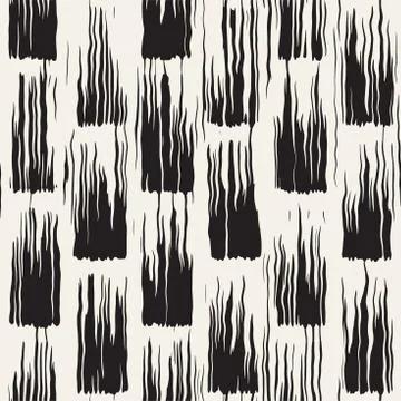 Vector seamless pattern with brush stripes and strokes. Black and white backg Stock Illustration