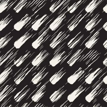 Vector seamless pattern with brush stripes and strokes. Black and white backg Stock Illustration