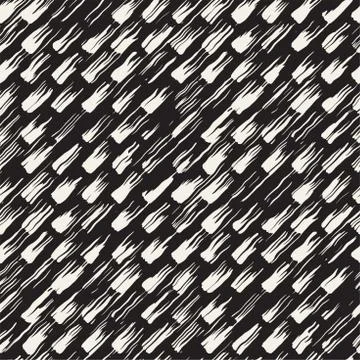 Vector seamless pattern with brush stripes and strokes. Black and white backg Stock Illustration
