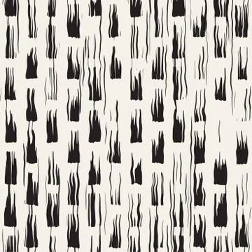 Vector seamless pattern with brush stripes and strokes. Black and white backg Stockillustratie