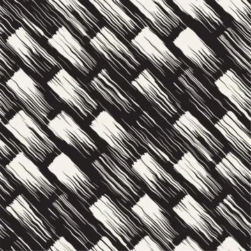 Vector seamless pattern with brush stripes and strokes. Black and white backg Illustrazione stock