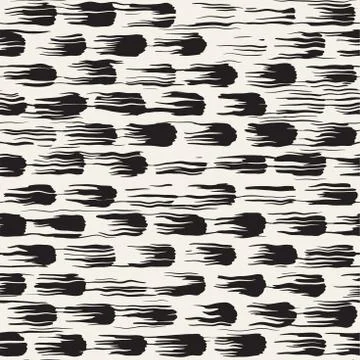 Vector seamless pattern with brush stripes and strokes. Black and white backg Stock Illustration