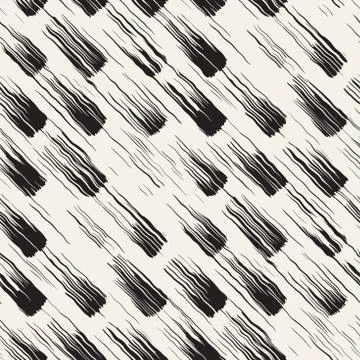 Vector seamless pattern with brush stripes and strokes. Black and white backg Illustrazione stock