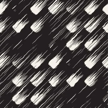 Vector seamless pattern with brush stripes and strokes. Black and white backg Illustrazione stock
