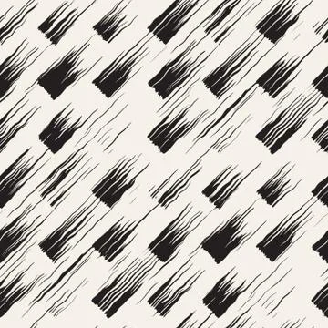 Vector seamless pattern with brush stripes and strokes. Black and white backg Stock Illustration
