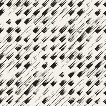 Vector seamless pattern with brush stripes and strokes. Black and white backg Stock Illustration