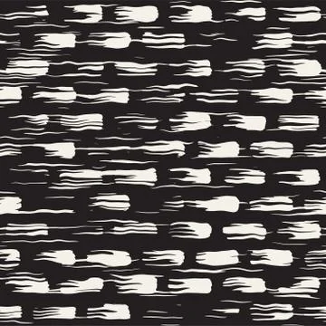 Vector seamless pattern with brush stripes and strokes. Black and white backg Illustrazione stock