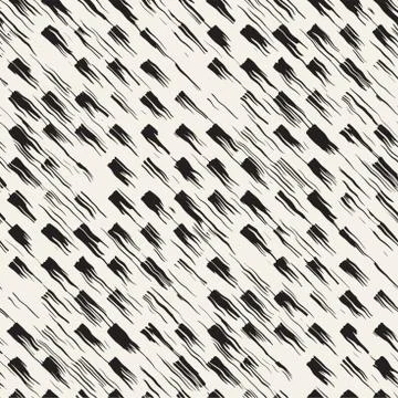 Vector seamless pattern with brush stripes and strokes. Black and white backg Stock Illustration