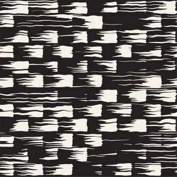 Vector seamless pattern with brush stripes and strokes. Black and white backg Illustrazione stock